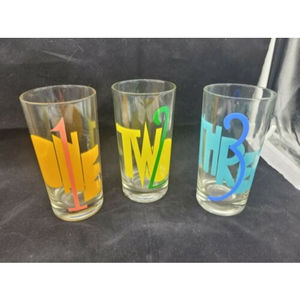 Retro Drinking Glass Set With Groovy Numbers